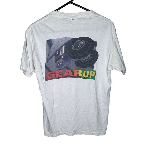Y2K Gear Up Distressed T Shirt Medium - Picture 3 of 5